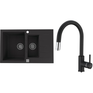 Set Alveus (dřez Cadit 70 Black 91 + baterie Delos Black 91)