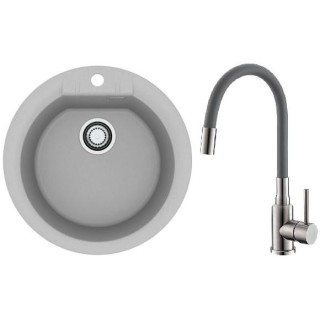 Set Alveus (dřez Cadit 100 Beton 81 + baterie Mintas Beton/Kartáčovaná ocel)