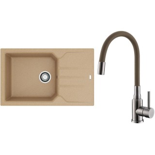 Set Alveus (dřez Record 40 Beige 55 + baterie Mintas Béžová/Kartáčovaná ocel)
