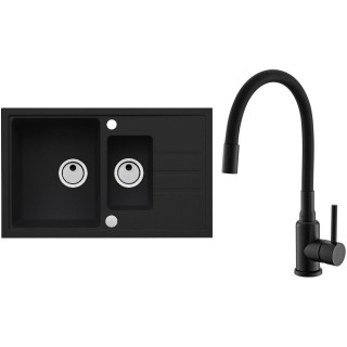 Set Alveus (dřez Intermezzo 70 Deep Black 90 + baterie Mintas Černá matná)