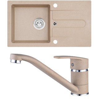 Set Alveus (dřez Cortina 110 Beige 55, bez excentru + baterie Nina Beige 55)