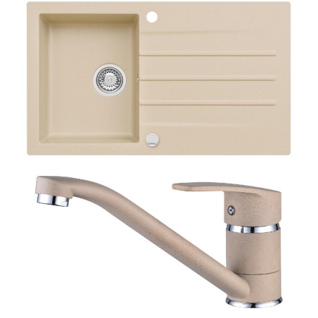 Set Alveus (dřez Cortina 130 Beige 55, s excentrem + baterie Nina Beige 55) Set Alveus (dřez Cortina 130 Beige 55, s excentrem + baterie Nina Beige 55)