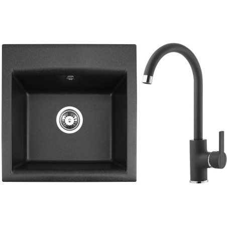 Set Alveus (dřez Gem 10 Black 91 + baterie Tonia Black 91)