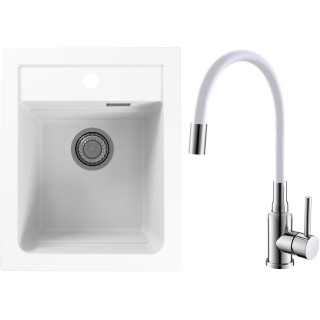 Set Alveus (dřez Atrox 10 White 11 + baterie Mintas Bílá/Chrom)