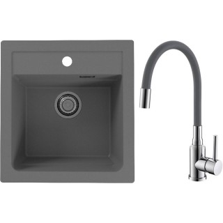 Set Alveus (dřez Atrox 20 Beton 81 + baterie Mintas Beton/Chrom)