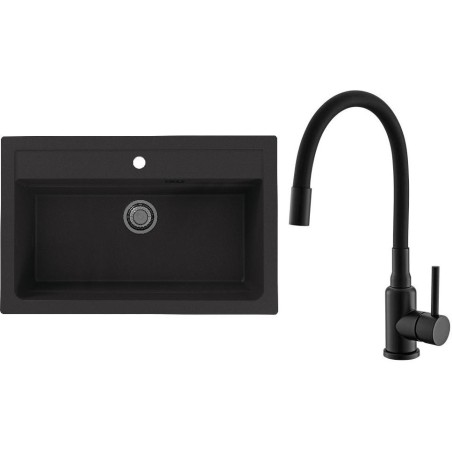 Set Alveus (dřez Atrox 40 Black 91 + baterie Mintas Černá matná)