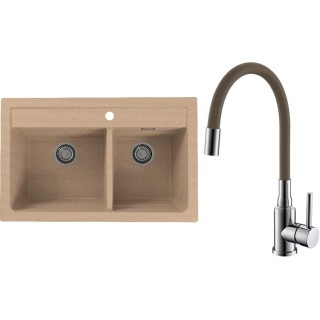 Set Alveus (dřez Atrox 50 Beige 55 + baterie Mintas Béžová/Chrom)