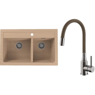 Set Alveus (dřez Atrox 50 Beige 55 + baterie Mintas Béžová/Kartáčovaná ocel)