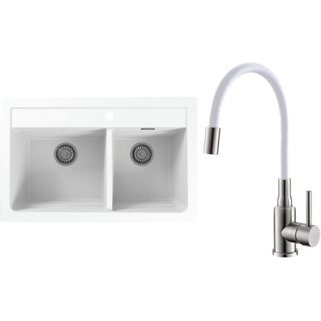 Set Alveus (dřez Atrox 50 White 11 + baterie Mintas Bílá/Kartáčovaná ocel) Set Alveus (dřez Atrox 50 White 11 + baterie Mintas Bílá/Kartáčovaná ocel)