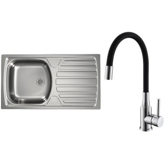 Set Alveus (dřez Basic 170 Natur, malá výpusť + baterie Mintas Černá/Chrom)