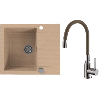 Set Alveus (dřez Cadit 10 Beige 55 + baterie Mintas Béžová/Kartáčovaná ocel)