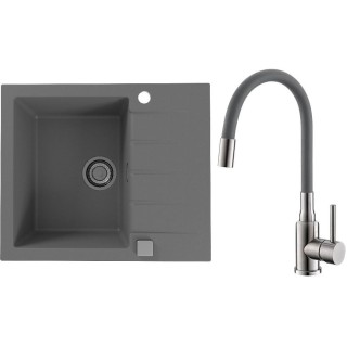 Set Alveus (dřez Cadit 10 Beton 81 + baterie Mintas Beton/Kartáčovaná ocel)