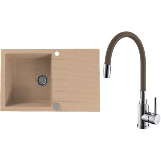 Set Alveus (dřez Cadit 20 Beige 55 + baterie Mintas Béžová/Chrom)