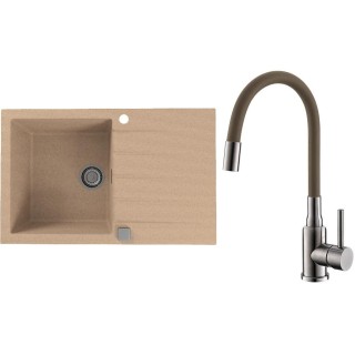 Set Alveus (dřez Cadit 20 Beige 55 + baterie Mintas Béžová/Kartáčovaná ocel)
