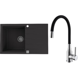 Set Alveus (dřez Cadit 20 Black 91 + baterie Mintas Černá/Chrom)