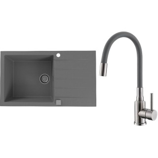 Set Alveus (dřez Cadit 40 Beton 81 + baterie Mintas Beton/Kartáčovaná ocel)