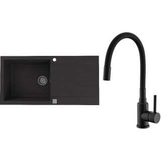 Set Alveus (dřez Cadit 50 Black 91 + baterie Mintas Černá matná)