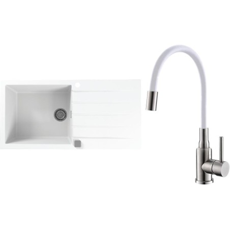 Set Alveus (dřez Cadit 50 White 11 + baterie Mintas Bílá/Kartáčovaná ocel) Set Alveus (dřez Cadit 50 White 11 + baterie Mintas Bílá/Kartáčovaná ocel)