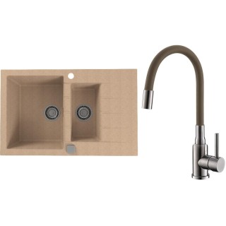 Set Alveus (dřez Cadit 70 Beige 55 + baterie Mintas Béžová/Kartáčovaná ocel)