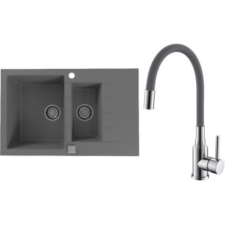 Set Alveus (dřez Cadit 70 Beton 81 + baterie Mintas Beton/Chrom)