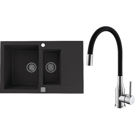 Set Alveus (dřez Cadit 70 Black 91 + baterie Mintas Černá/Chrom)