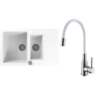 Set Alveus (dřez Cadit 70 White 11 + baterie Mintas Bílá/Chrom)