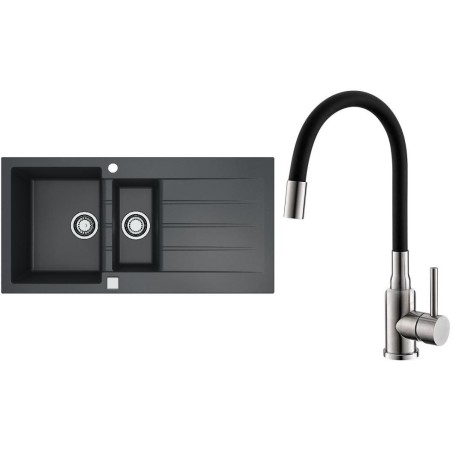 Set Alveus (dřez Cadit 80 Black 91 + baterie Mintas Černá/Kartáčovaná ocel) Set Alveus (dřez Cadit 80 Black 91 + baterie Mintas Černá/Kartáčovaná ocel)