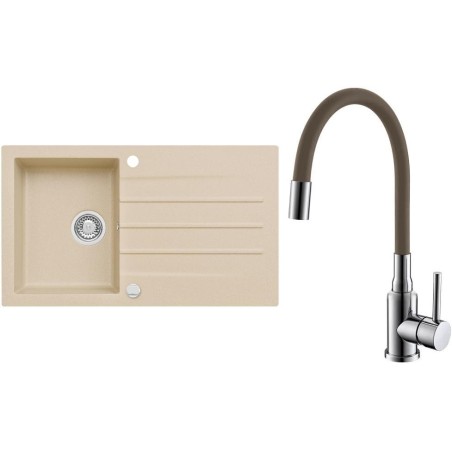 Set Alveus (dřez Cortina 130 Beige 55, s excentrem + baterie Mintas Béžová/Chrom) Set Alveus (dřez Cortina 130 Beige 55, s excentrem + baterie Mintas Béžová/Chrom)