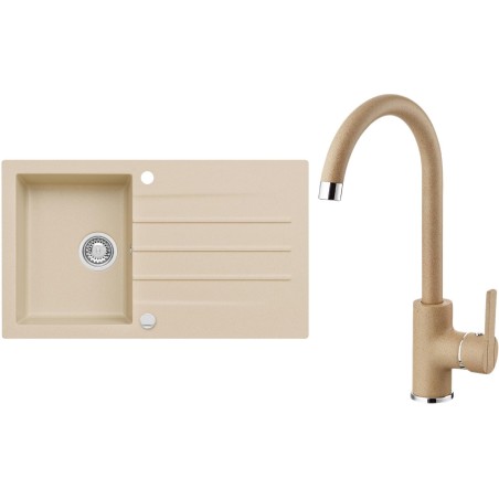 Set Alveus (dřez Cortina 130 Beige 55, s excentrem + baterie Tonia Beige 55) Set Alveus (dřez Cortina 130 Beige 55, s excentrem + baterie Tonia Beige 55)