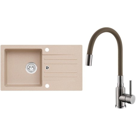 Set Alveus (dřez Cortina 140 Beige 55, bez excentru + baterie Mintas Béžová/Kartáčovaná ocel) Set Alveus (dřez Cortina 140 Beige 55, bez excentru + baterie Mintas Béžová/Kartáčovaná ocel)