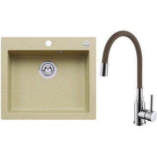 Set Alveus (dřez Cortina 160 Beige 55 + baterie Mintas Béžová/Chrom)