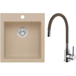 Set Alveus (dřez Cortina 20 Beige 55 + baterie Mintas Béžová/Chrom)