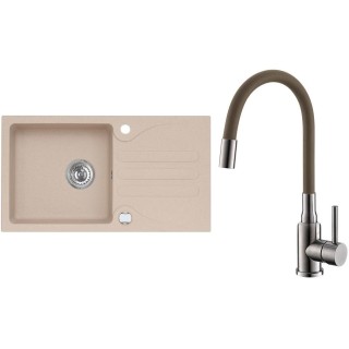 Set Alveus (dřez Galapagos 30 Beige 55 + baterie Mintas Béžová/Kartáčovaná ocel)