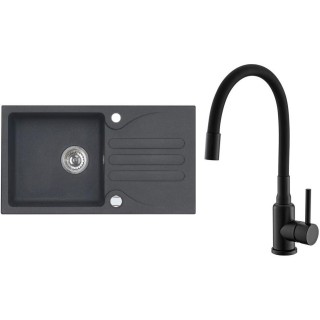 Set Alveus (dřez Galapagos 30 Black 91 + baterie Mintas Černá matná)