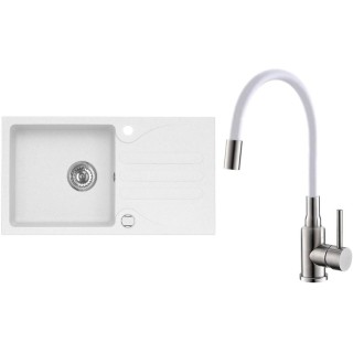 Set Alveus (dřez Galapagos 30 White 11 + baterie Mintas Bílá/Kartáčovaná ocel)