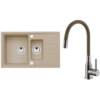 Set Alveus (dřez Intermezzo 70 Beige 55 + baterie Mintas Béžová/Kartáčovaná ocel)