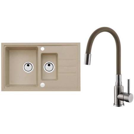 Set Alveus (dřez Intermezzo 70 Beige 55 + baterie Mintas Béžová/Kartáčovaná ocel)