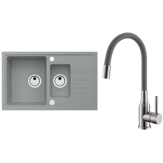 Set Alveus (dřez Intermezzo 70 Beton 81 + baterie Mintas Beton/Kartáčovaná ocel)