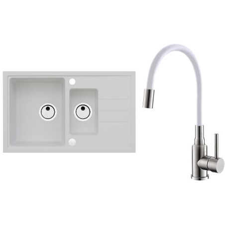 Set Alveus (dřez Intermezzo 70 White 11 + baterie Mintas Bílá/Kartáčovaná ocel) Set Alveus (dřez Intermezzo 70 White 11 + baterie Mintas Bílá/Kartáčovaná ocel)