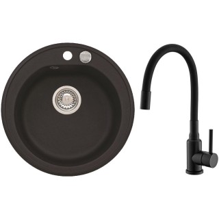 Set Alveus (dřez Niagara 10 Black 91 + baterie Mintas Černá matná)