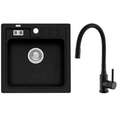 Set Alveus (dřez Niagara 20 Black 91 + baterie Mintas Černá matná)