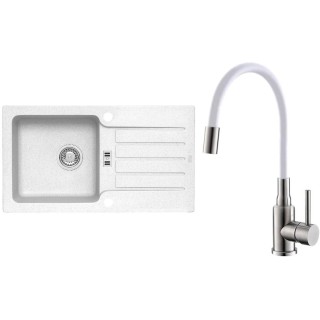 Set Alveus (dřez Niagara 30 White 11 + baterie Mintas Bílá/Kartáčovaná ocel)