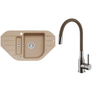 Set Alveus (dřez Niagara 60 Beige 55 + baterie Mintas Béžová/Kartáčovaná ocel)