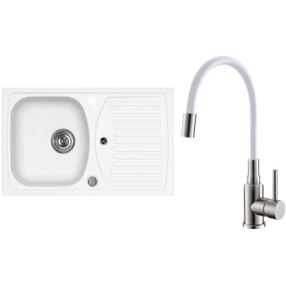 Set Alveus (dřez Record 30 White 11 + baterie Mintas Bílá/Kartáčovaná ocel)