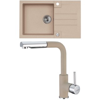 Set Alveus (dřez Rock 130 Beige 55 + baterie Siros Beige 55)