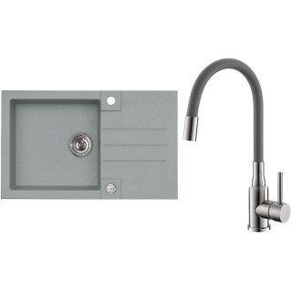 Set Alveus (dřez Rock 130 Beton 81 + baterie Mintas Beton/Kartáčovaná ocel)