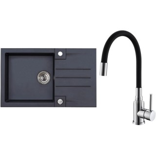 Set Alveus (dřez Rock 130 Black 91 + baterie Mintas Černá/Chrom)