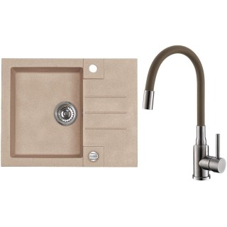 Set Alveus (dřez Rock 30 Beige 55 + baterie Mintas Béžová/Kartáčovaná ocel)