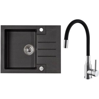 Set Alveus (dřez Rock 30 Black 91 + baterie Mintas Černá/Chrom)