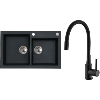 Set Alveus (dřez Rock 90 Black 91 + baterie Mintas Černá matná)